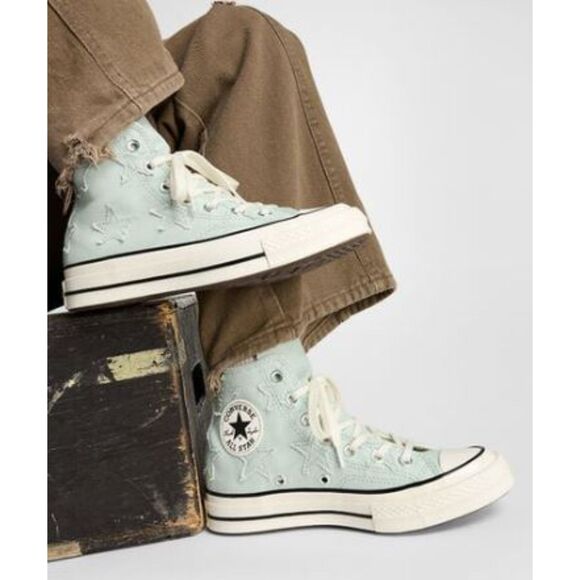 Converse Chuck 70 Archive Stars Rainwashed Grey Unisex High Top Sneakers NIB - Picture 12 of 14